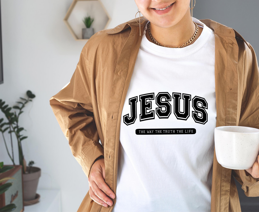 Jesus The Way Iron Vinyl Decal | The Truth The Life College Font | Faith Shirt Iron-On Design | Custom Jesus Hoodie Vinyl