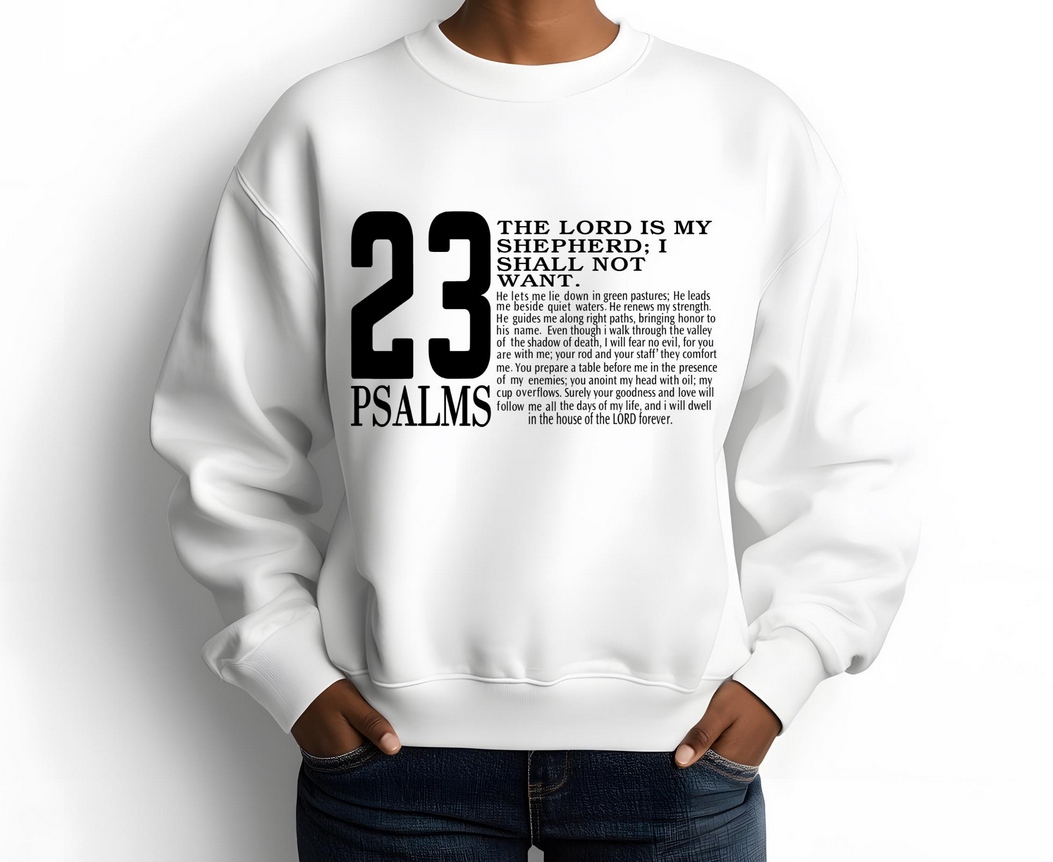 Psalm 23 Bible Verse Iron On Vinyl Decal | 17x10 Heat Transfer Decal | Faith Based Apparel | Heat Press Ready