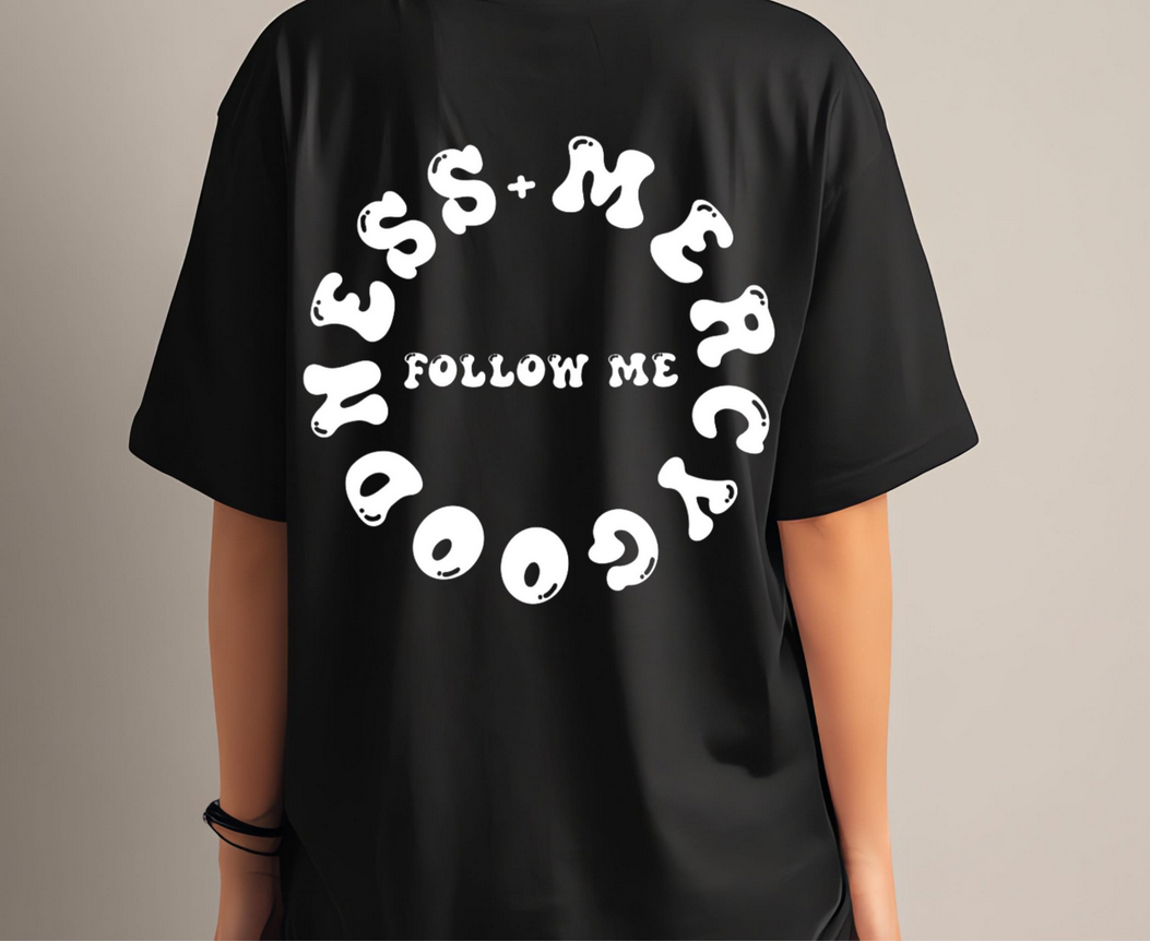 Goodness and Mercy Follow Me Iron On Vinyl Decal | Faith Based Heat Transfer Design | Inspirational Scripture HTV for Shirts | Custom