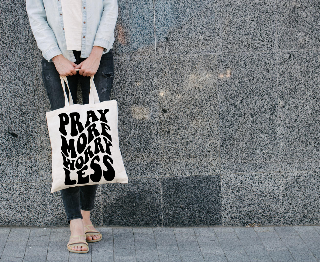 Custom Pray More Worry Less Iron On Decal | Faith Based Heat Transfer Vinyl | DIY Shirt Hoodie Sweater