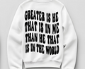Greater Is He Iron Vinyl Decal | Custom Scripture HTV for Shirts | Faith Quote Heat Transfer Vinyl | Christian Apparel Heat Press Decal