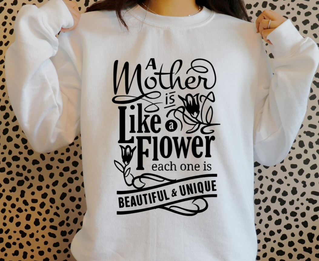 A Mother Is Like a Flower Quote HTV | Custom Heat Transfer for Shirts Hoodies | Inspirational Motherhood Iron Vinyl Decal| Mother's Day Gift