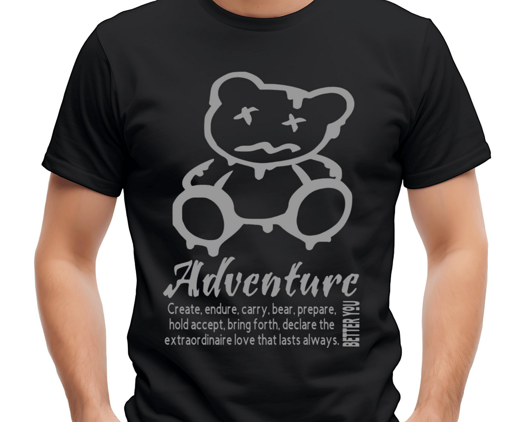 Adventure Teddy Bear Iron Vinyl Decal | Create Endure Carry Bear Iron-On Design | Bring Fourth Declare Love Iron-On | HTV