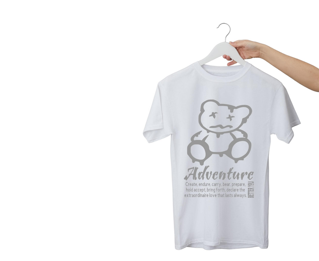 Adventure Teddy Bear Iron Vinyl Decal | Create Endure Carry Bear Iron-On Design | Bring Fourth Declare Love Iron-On | HTV