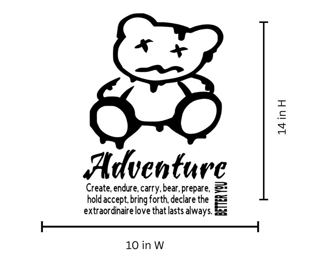 Adventure Teddy Bear Iron Vinyl Decal | Create Endure Carry Bear Iron-On Design | Bring Fourth Declare Love Iron-On | HTV