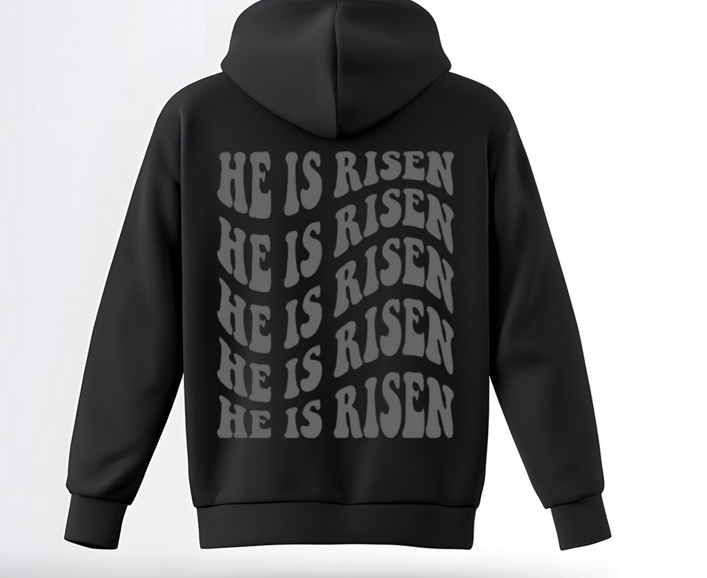 He Is Risen Decal | Easter Jesus Shirt Vinyl | Custom Iron On Graphic | Soft No Background Design | Religious Hoodie Transfer | Faith Wear