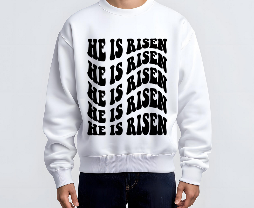 He Is Risen Decal | Easter Jesus Shirt Vinyl | Custom Iron On Graphic | Soft No Background Design | Religious Hoodie Transfer | Faith Wear