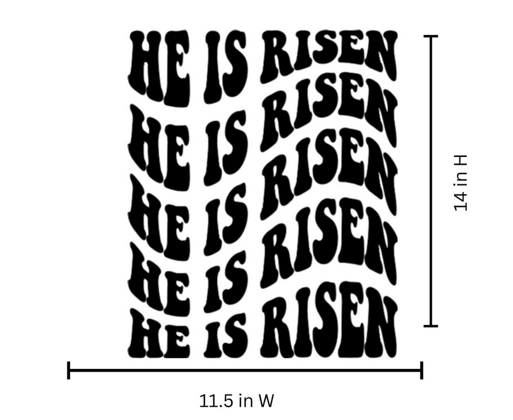 He Is Risen Decal | Easter Jesus Shirt Vinyl | Custom Iron On Graphic | Soft No Background Design | Religious Hoodie Transfer | Faith Wear