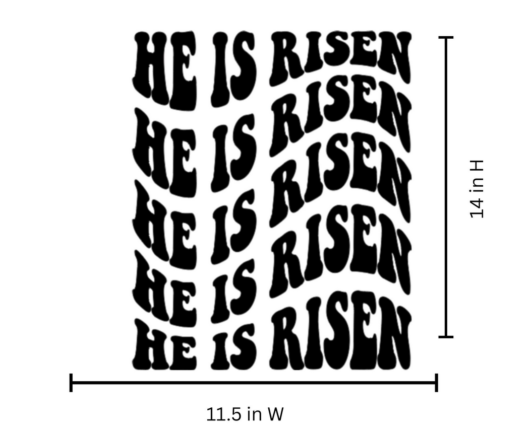 He Is Risen Decal | Easter Jesus Shirt Vinyl | Custom Iron On Graphic | Soft No Background Design | Religious Hoodie Transfer | Faith Wear