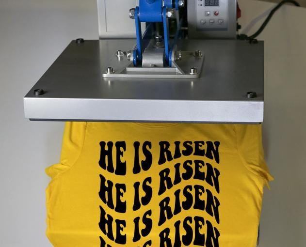 He Is Risen Decal | Easter Jesus Shirt Vinyl | Custom Iron On Graphic | Soft No Background Design | Religious Hoodie Transfer | Faith Wear
