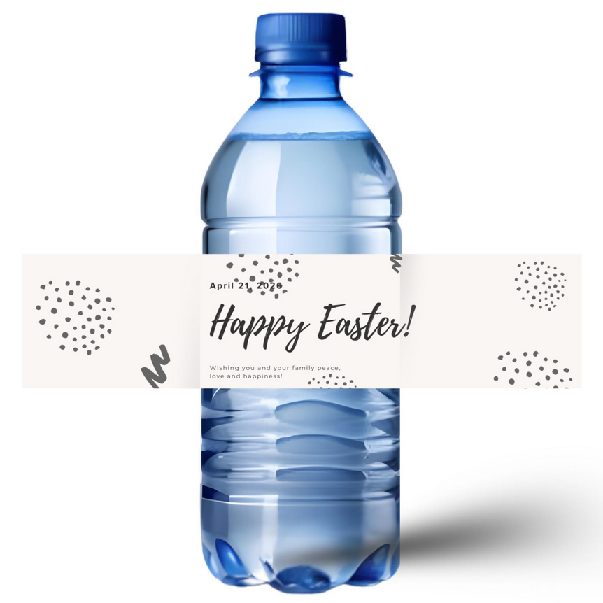 Easter Party Water Bottle Labels | Happy Easter Eggs Theme | Glossy Party Decor | Peel and Stick