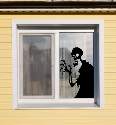 Reusable Halloween Window Static Cling Decal, Large Skeleton Silhouette, 23.4 x 18.3 inches, 4-Piece Set