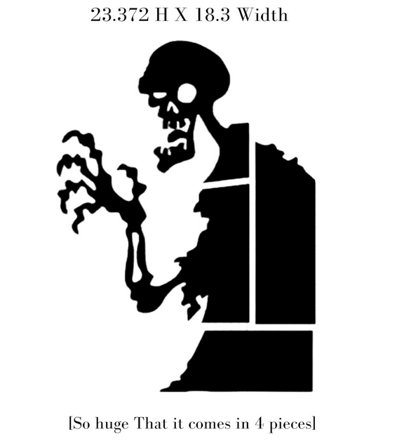 Reusable Halloween Window Static Cling Decal, Large Skeleton Silhouette, 23.4 x 18.3 inches, 4-Piece Set