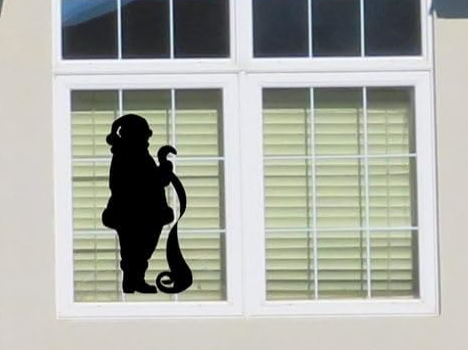 Large Christmas Santa Claus with Naughty or Nice List Window Cling Silhouette Decal