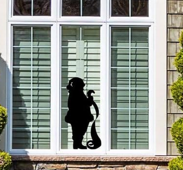 Large Christmas Santa Claus with Naughty or Nice List Window Cling Silhouette Decal