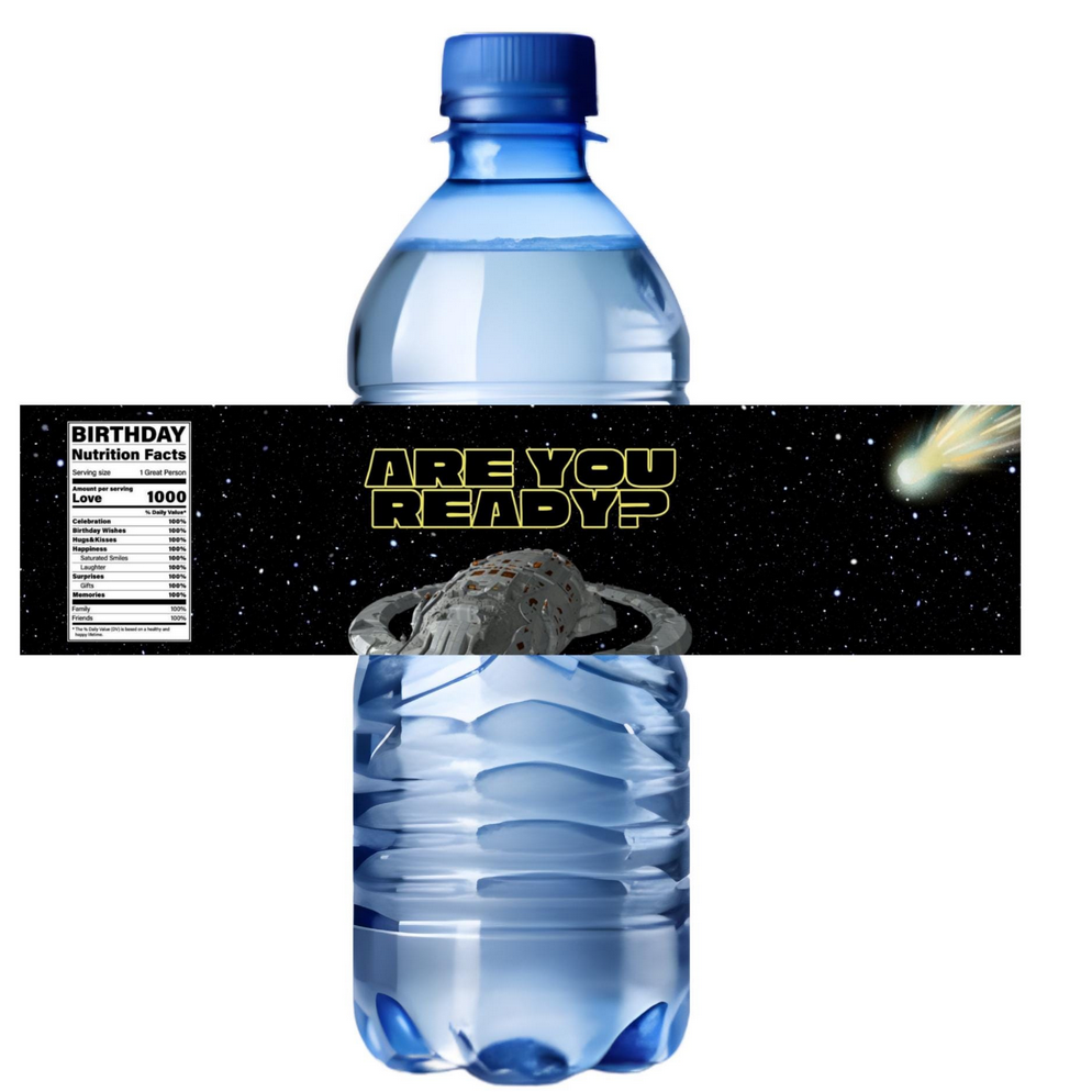 Space Theme Birthday Water Bottle Labels | Galaxy Party Decorations | Happy Birthday Bottle Wraps