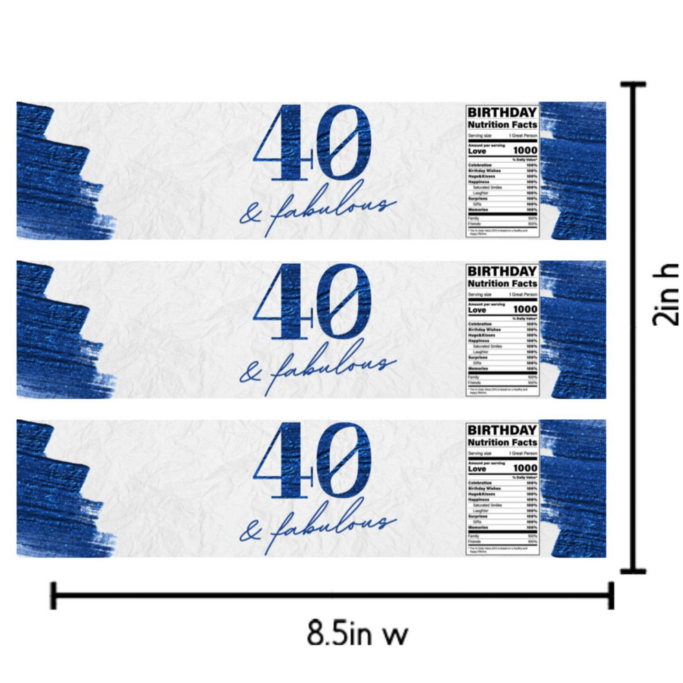 40 and Fabulous Water Bottle Labels | Jean Background| 40th birthday favors| 12| Glossy