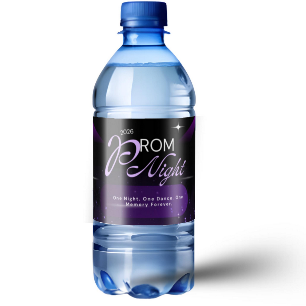 2026 Prom Night Water Bottle Labels | Prom Celebration Design | Water Bottle Wraps | Glossy