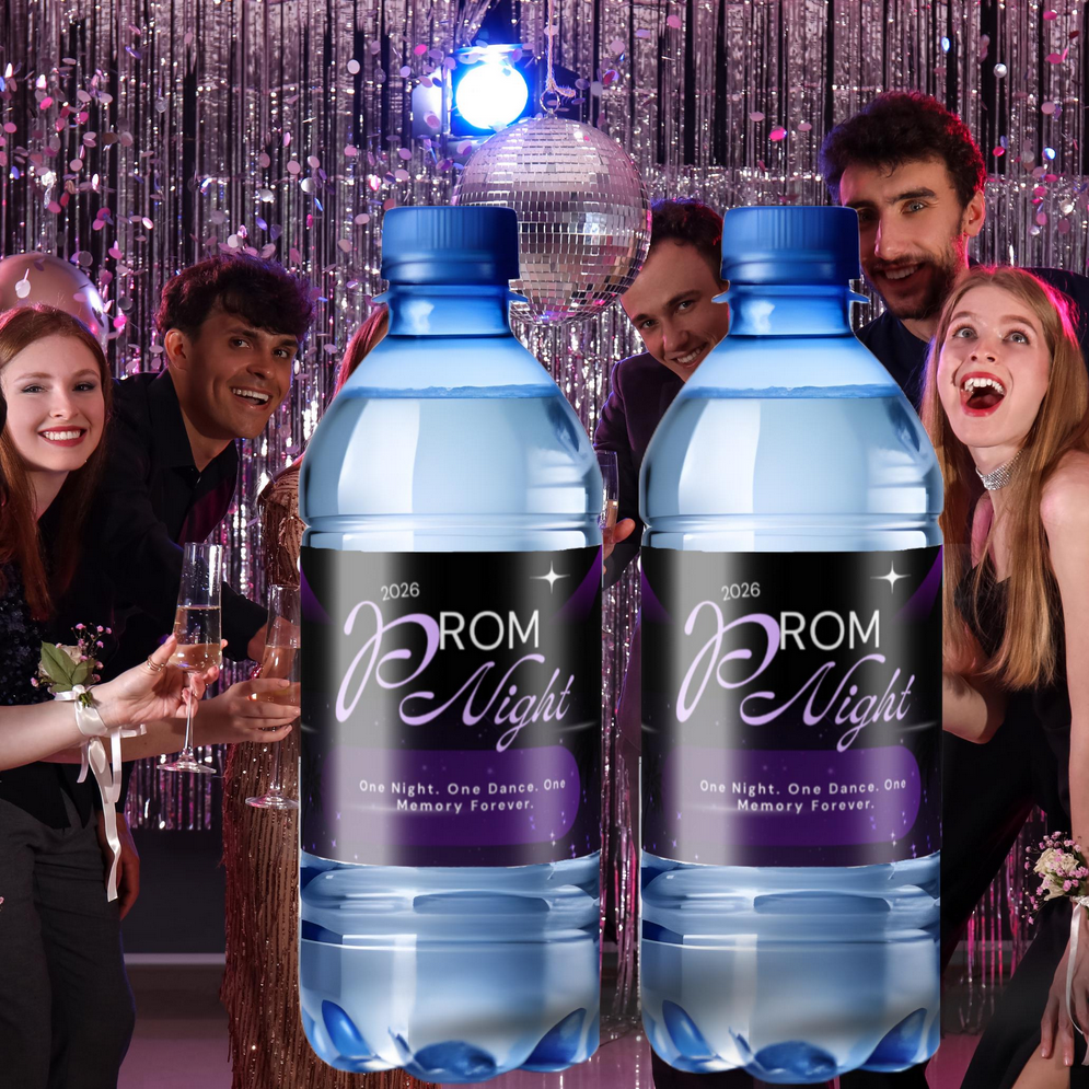 2026 Prom Night Water Bottle Labels | Prom Celebration Design | Water Bottle Wraps | Glossy
