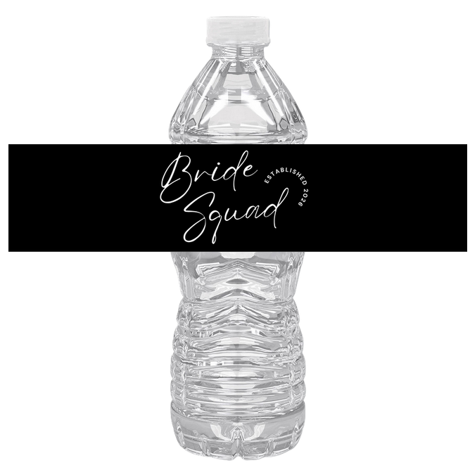Bride Squad Water Bottle Labels | Set Of 12 | Bridal Shower Drink Wraps | Elegant| Established in 2026