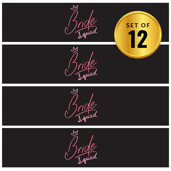Bride Squad Bridal Shower Water Bottle Labels| Set Of 12| Elegant Drink Wraps | 8.5in