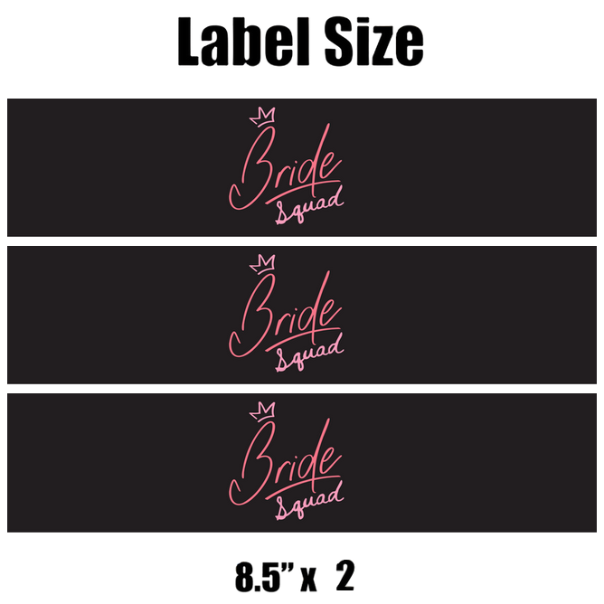 Bride Squad Bridal Shower Water Bottle Labels| Set Of 12| Elegant Drink Wraps | 8.5in