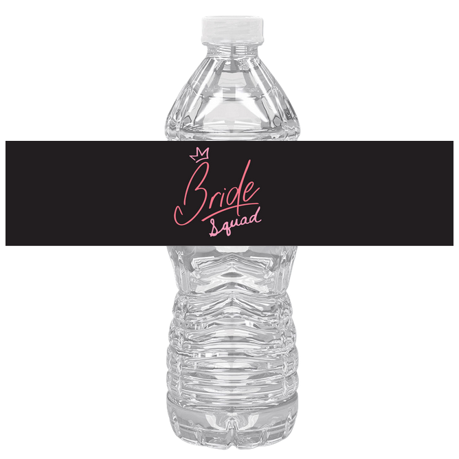 Bride Squad Bridal Shower Water Bottle Labels| Set Of 12| Elegant Drink Wraps | 8.5in