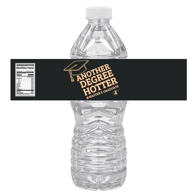 Another Degree Hotter Water Bottle Labels | Set Of 12 | Graduation Party Decor | Drink Wraps