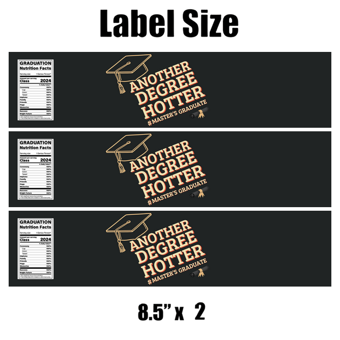 Another Degree Hotter Water Bottle Labels | Set Of 12 | Graduation Party Decor | Drink Wraps