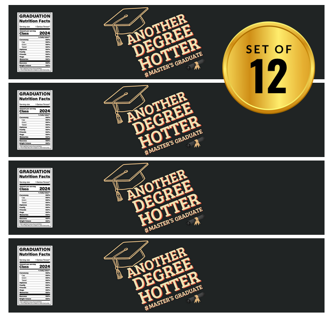Another Degree Hotter Water Bottle Labels | Set Of 12 | Graduation Party Decor | Drink Wraps