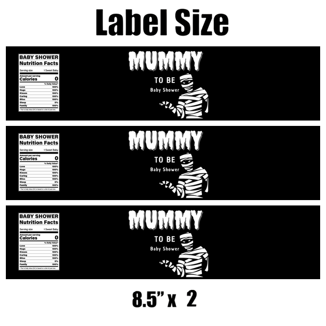 Mummy To Be Water Bottle Labels | Set Of 12 | Spooky Baby Shower Favors | Mummy Theme | Cute Drink Wraps | Halloween Shower