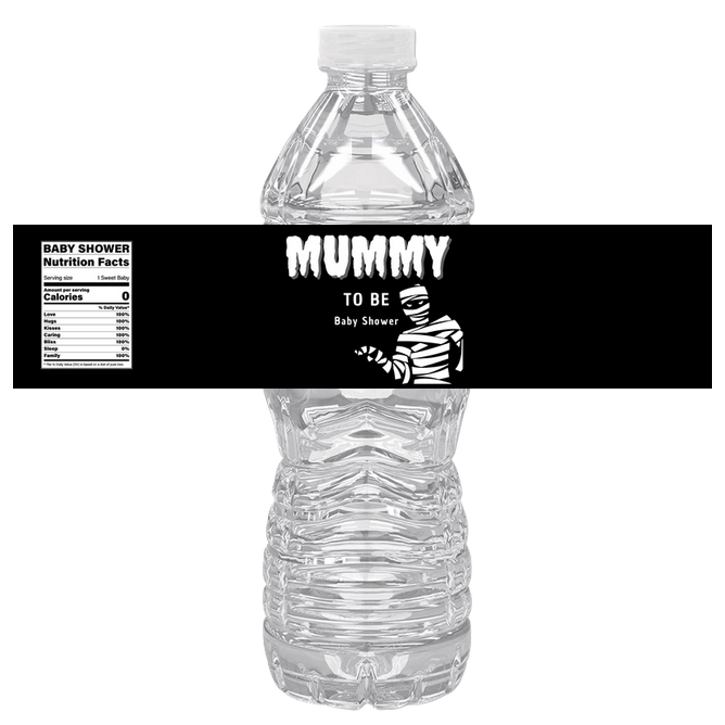 Mummy To Be Water Bottle Labels | Set Of 12 | Spooky Baby Shower Favors | Mummy Theme | Cute Drink Wraps | Halloween Shower