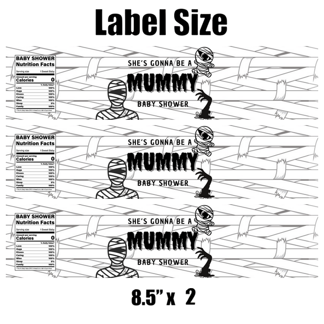She’s Gonna Be A Mummy Water Bottle Labels| Set Of 12 |Spooky Baby Shower Favors | Halloween Shower