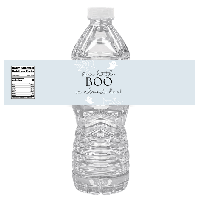 Our Little Boo Is Almost Due Water Bottle Labels | Set Of 12 | Spooky Baby Shower Favors | Ghost Theme Decor