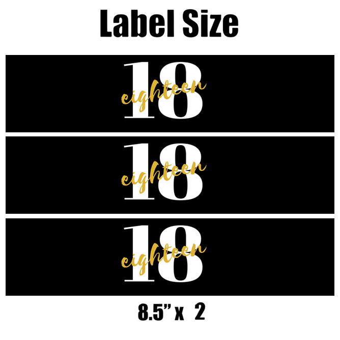 Custom 18th Birthday Water Bottle Labels| Set of 12| Bottles Wrappers|18 Text| Elegant Design| Drink Labels