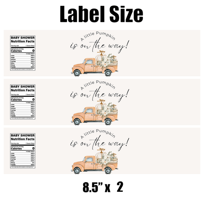 A Little Pumpkin Is On The Way | Pumpkin Theme Baby Shower Drink Wraps| Set of 12| Fall Theme Favors