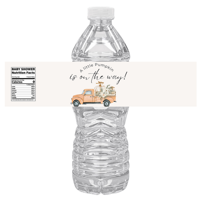A Little Pumpkin Is On The Way | Pumpkin Theme Baby Shower Drink Wraps| Set of 12| Fall Theme Favors