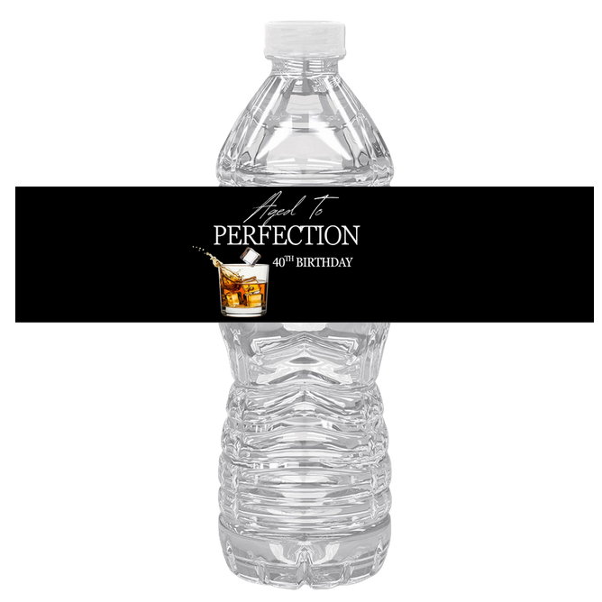 Aged To Perfection | 40th Birthday Water Bottle Labels |Set Of 12 | Drink Wraps | Milestone Favors