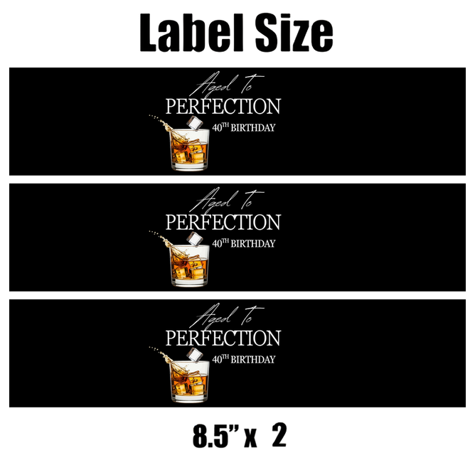 Aged To Perfection | 40th Birthday Water Bottle Labels |Set Of 12 | Drink Wraps | Milestone Favors
