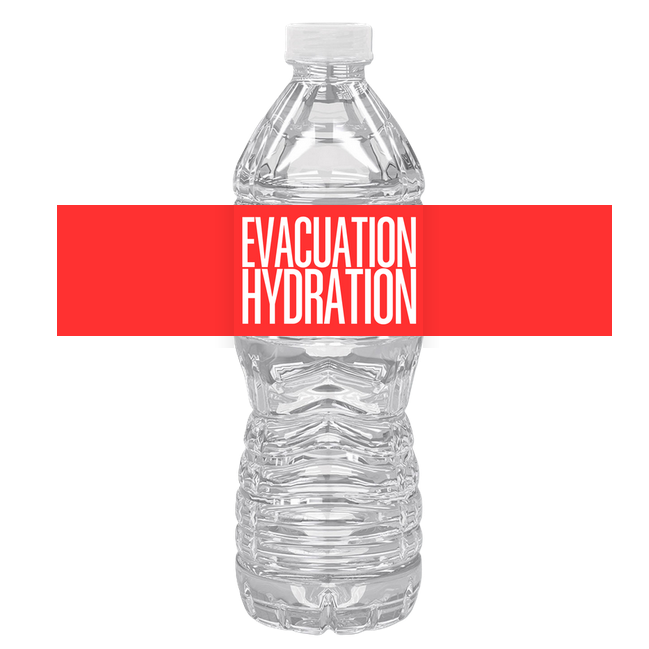 Funny Evacuation Hydration Water Bottle Labels | Set Of 12 | Humor Table Accents | Drink Wraps