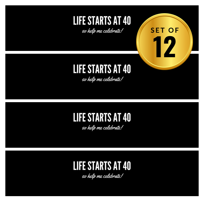 Life Starts At 40 Water Bottle Labels |Set Of 12 | 40th Birthday Drink Wraps| Milestone Favors