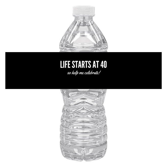 Life Starts At 40 Water Bottle Labels |Set Of 12 | 40th Birthday Drink Wraps| Milestone Favors