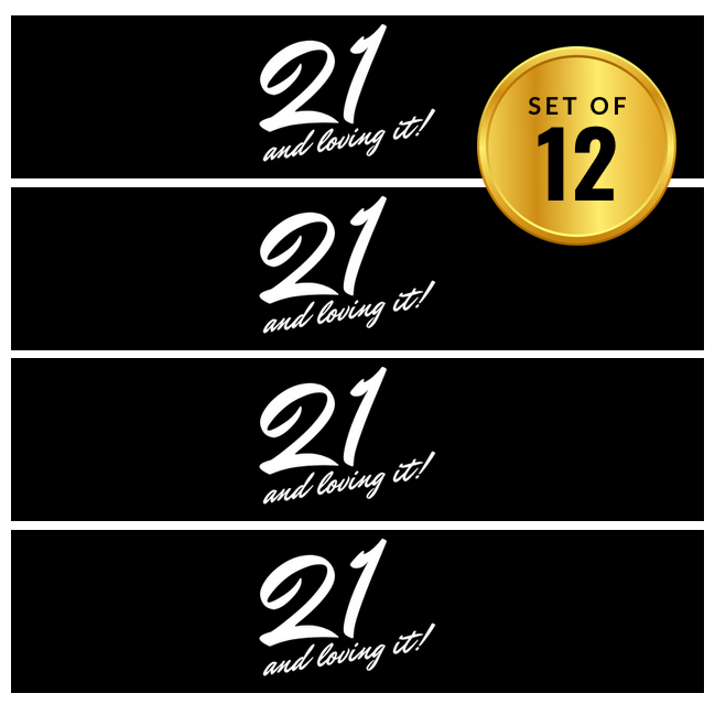 21 And Loving It Water Bottle Labels | Set Of 12 | 21st Birthday Drink Wraps | 8.5in