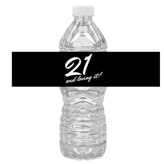 21 And Loving It Water Bottle Labels | Set Of 12 | 21st Birthday Drink Wraps | 8.5in