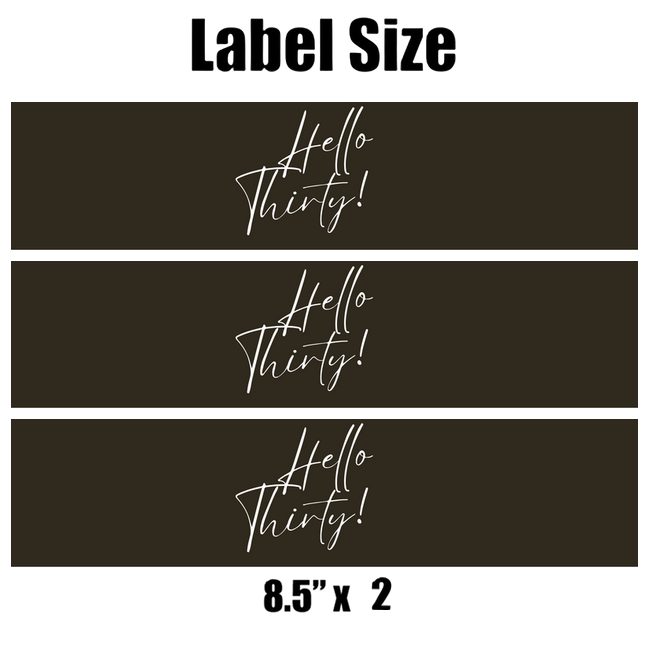 Hello Thirty Birthday Water Bottle Labels | Set Of 12 | 30th Party Drink Wraps| Elegant | Milestone Favors