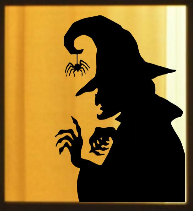 Spooky Witch Silhouette Window Cling | Large Halloween Static Decal, Indoor Decor