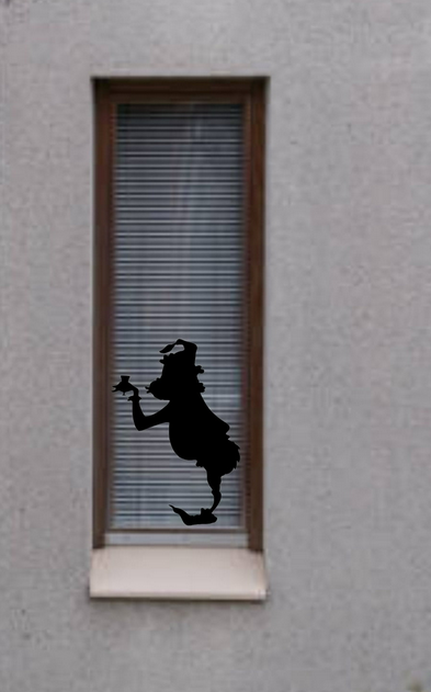 Christmas: Funny blowing a kiss Window Cling silhouette Decal