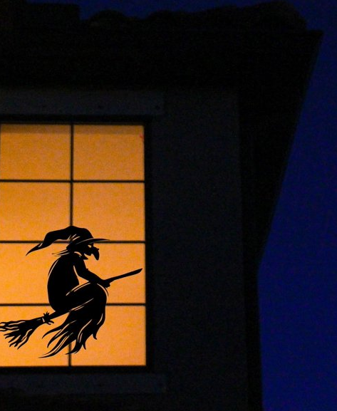 Spooky halloween Flying On Broom Window Cling Decal:Halloween Window Silhouette|Halloween Decor