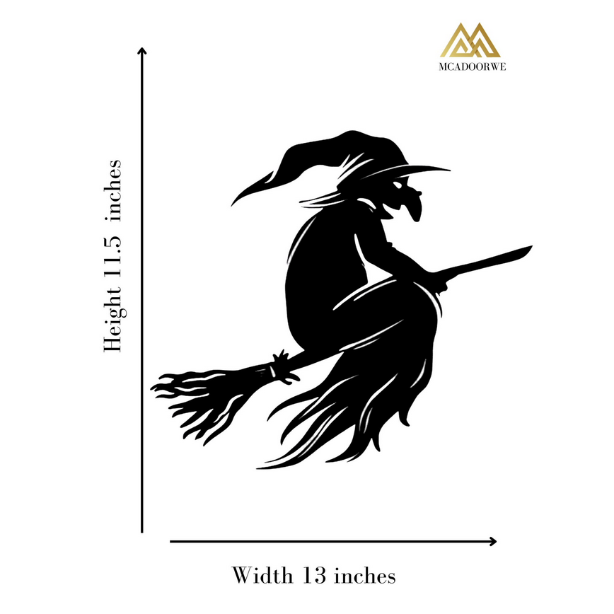 Spooky halloween Flying On Broom Window Cling Decal:Halloween Window Silhouette|Halloween Decor