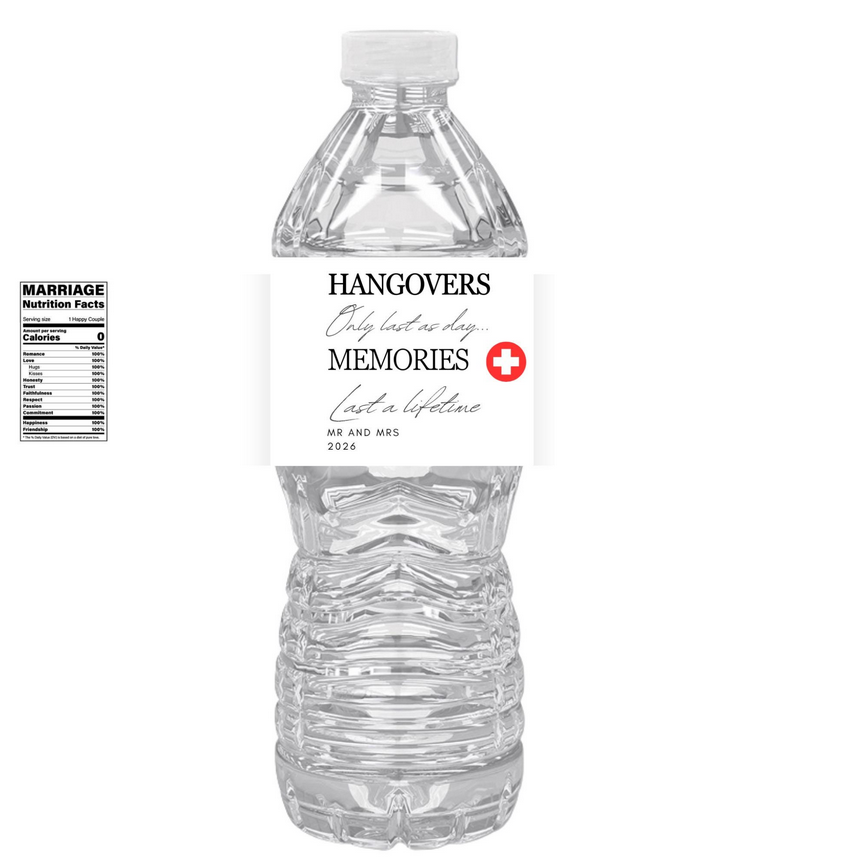 Funny Hangover Theme | Water Bottle Labels | Set Of 12 | Party Drink Wraps | Celebration Decor Funny | Custom Labels Pack | Event Favors